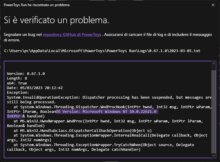 Random crashing while typing in PowerToys Run · Issue #24563 ...