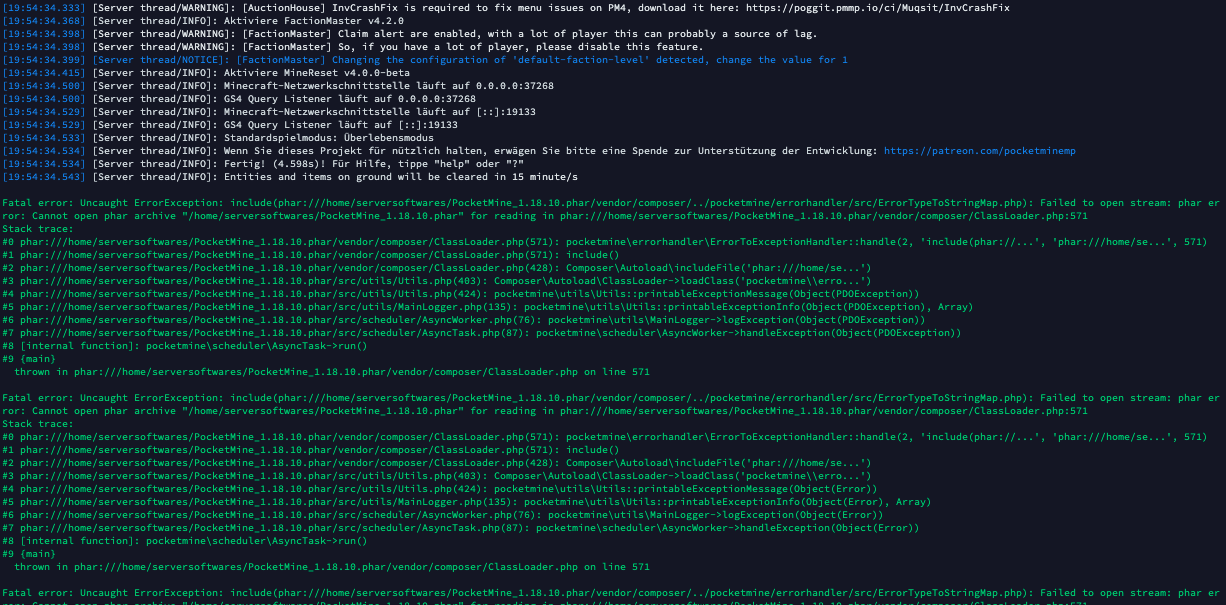 Server crashed · Issue #4964 · pmmp/PocketMine-MP · GitHub
