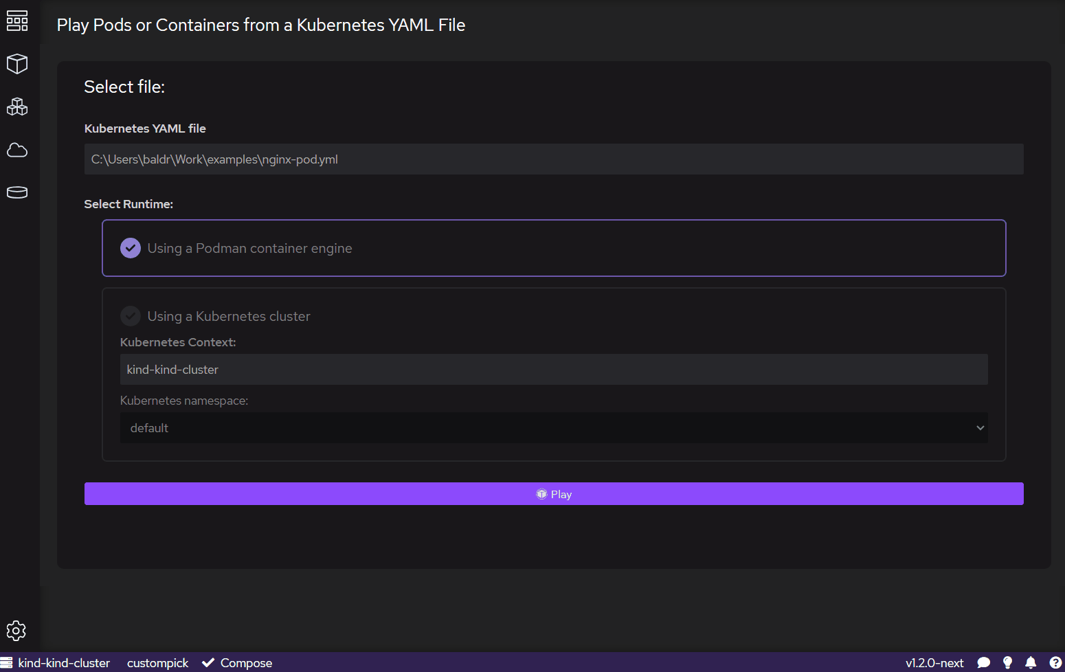 Broken layout when successfully play pods or containers from a