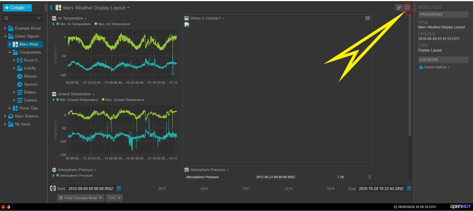 Enter full screen mode button not working. · Issue #3476 · nasa/openmct ...