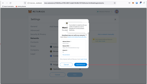 Create a new screen/page "Add network" in the modal and expanded view ...