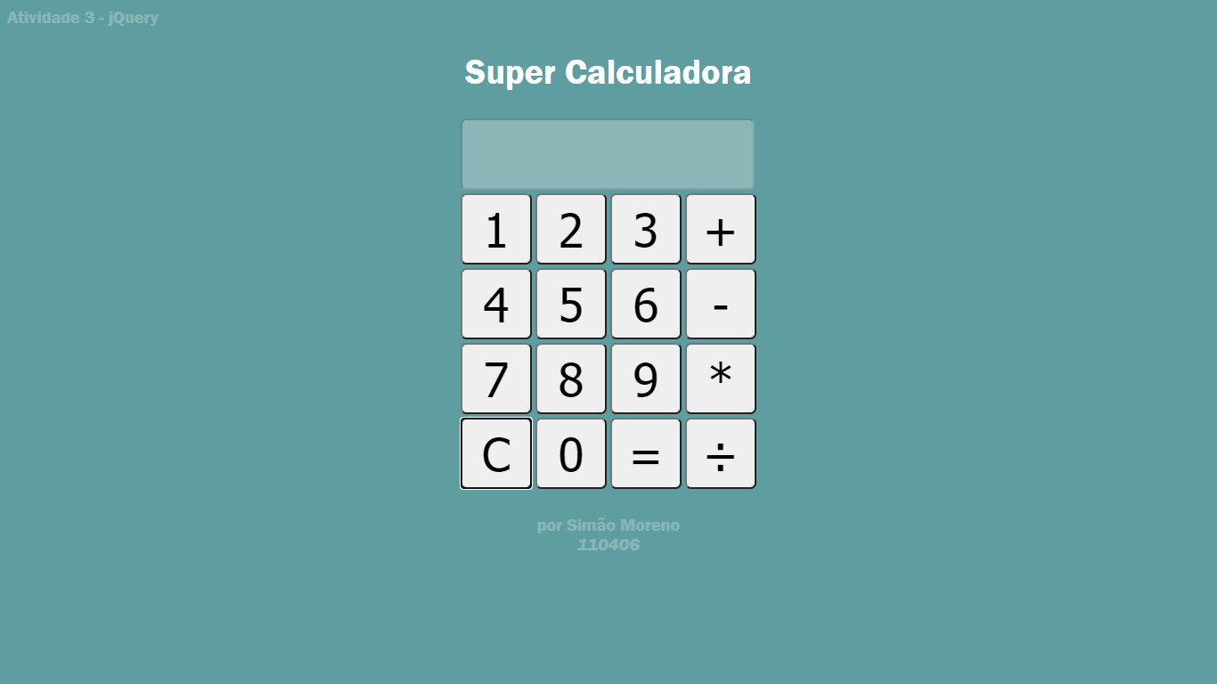 GitHub saimanmoreno/jquerycalculator Simple jQuery and HTML calculator
