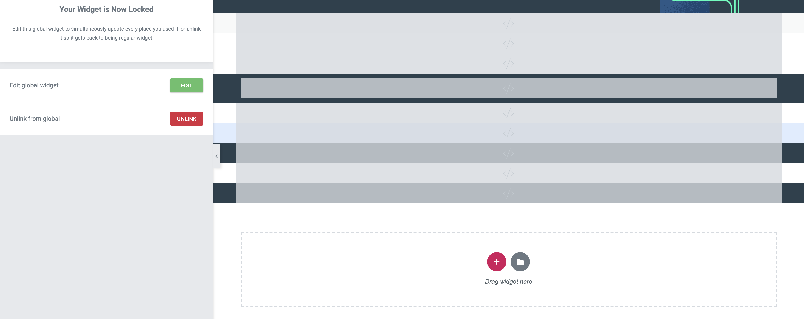 Template sections with global (HTML) widgets not rendering in editor ...