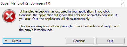 Error Messgae · Issue #4 · aGlitch/Mario-64-Randomizer · GitHub