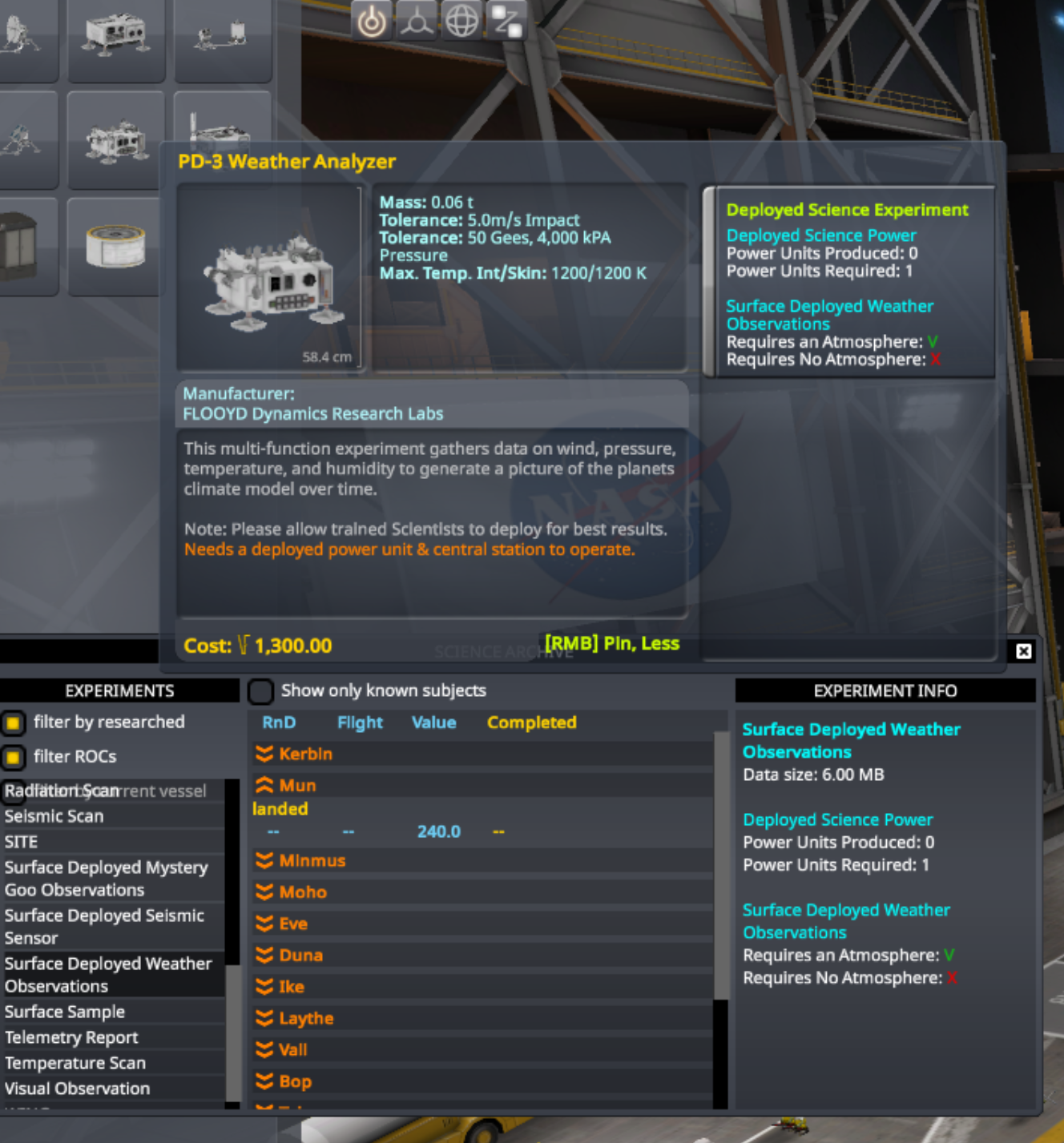 [KSP 1.8.1] [Kerbalism 3.1] PD3 Weather Station, deployable science