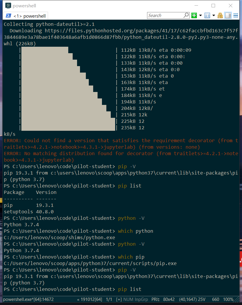运行 pip install jupyterlab 命令出现 Could not find a version that satisfies ...