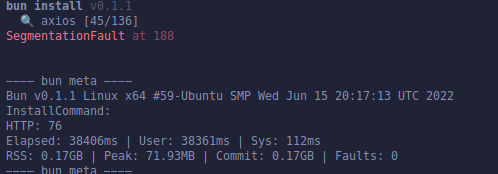 Bun install on Ubuntu 21.10 gives SementationFault at 188 error · Issue ...