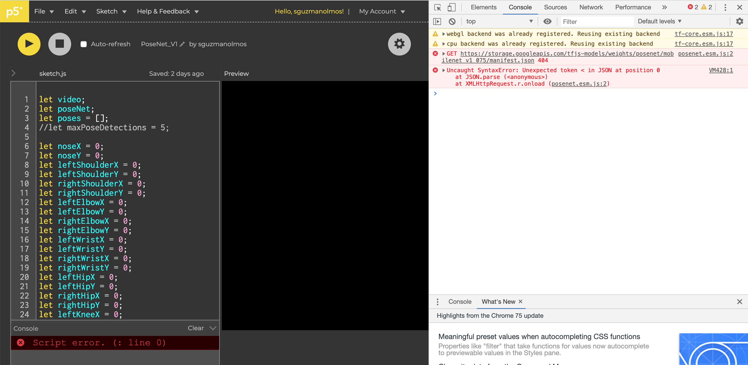 Script error. (: line 0) with PoseNet · Issue #1112 · processing/p5.js ...
