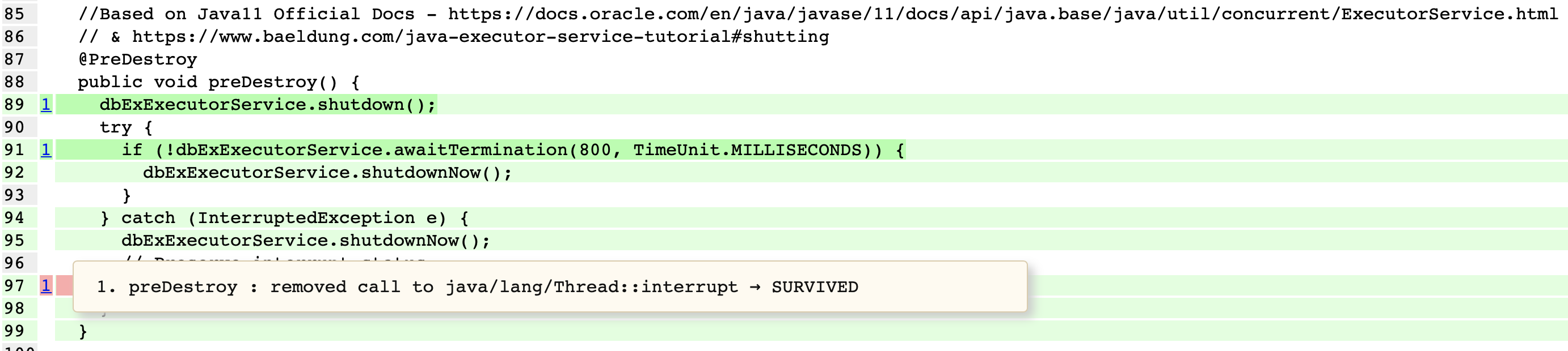 How to handle mutation for `Thread.currentThread().interrupt