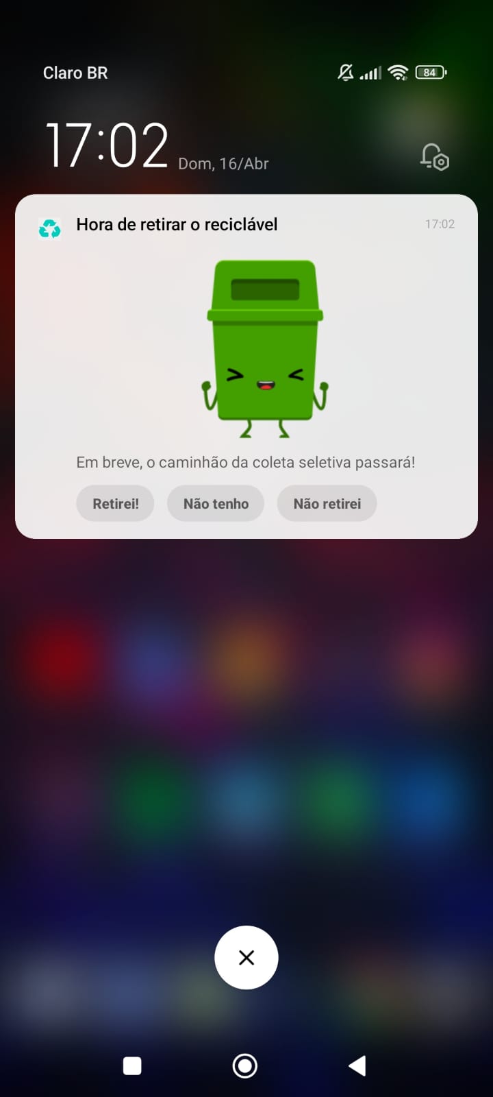 Configuração de lembrete