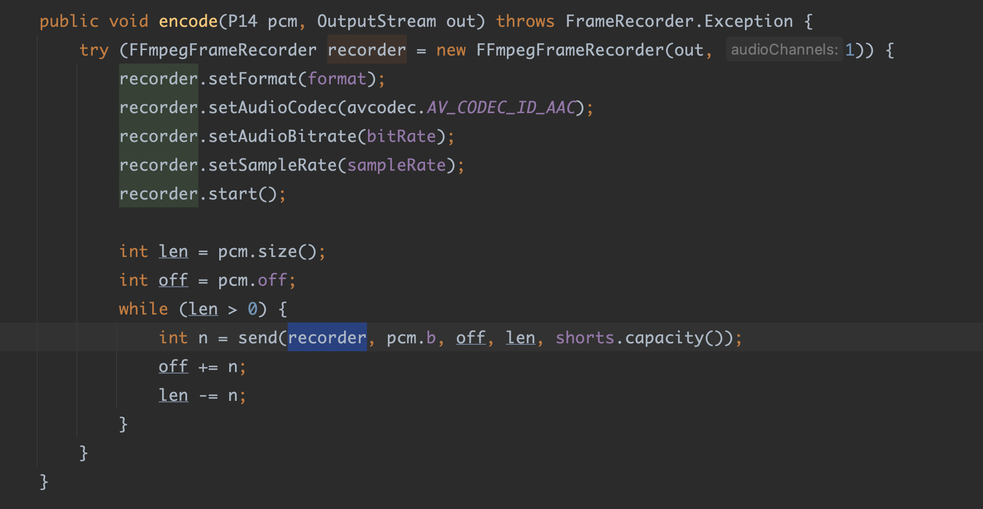 How to record .m4a file from pcm · Issue 1917 · bytedeco/javacv · GitHub