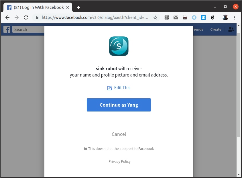 Facebook OAuth Login dialog