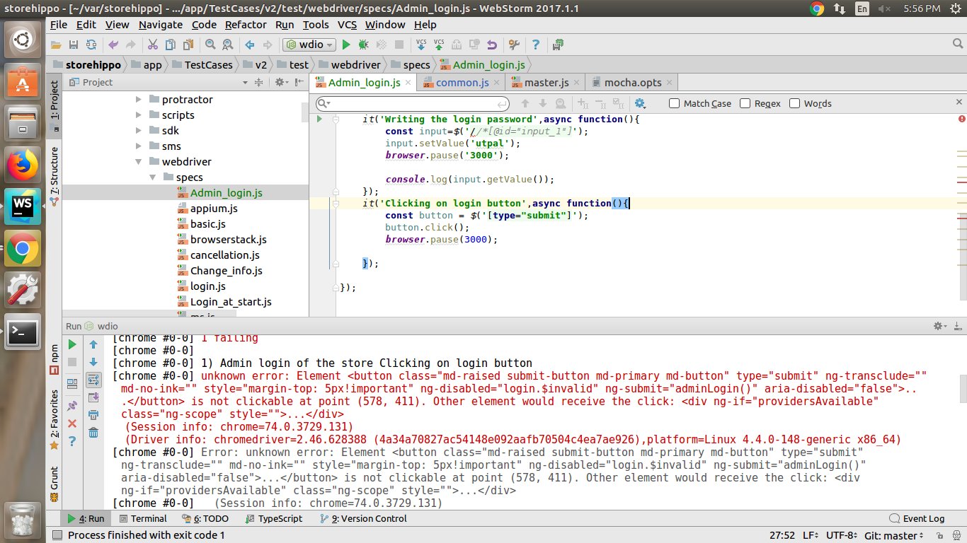 Element is not clickable at point · Issue 3991 · webdriverio