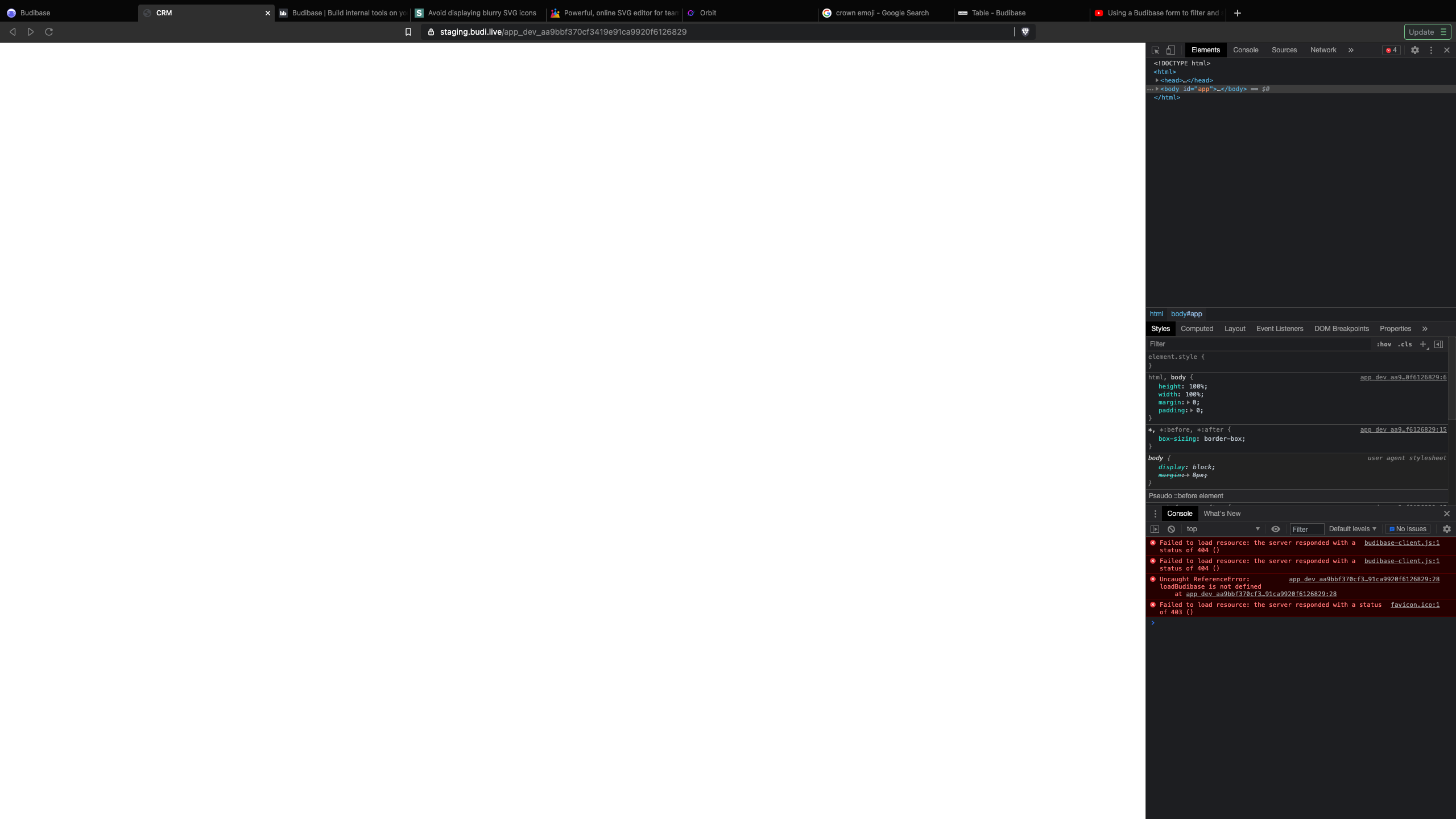 Blank screen when previewing app · Issue #1592 · Budibase/budibase · GitHub