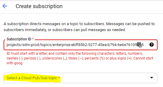 select cloud pub-sub topic