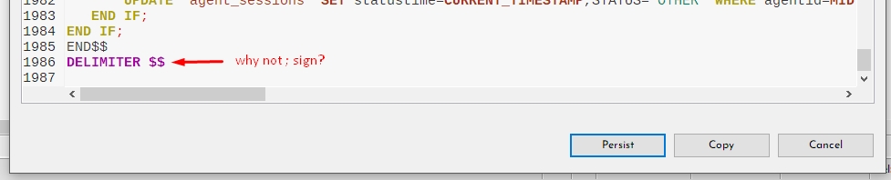 Issue with delimiter in "Persist Changes" window when saving a trigger ...