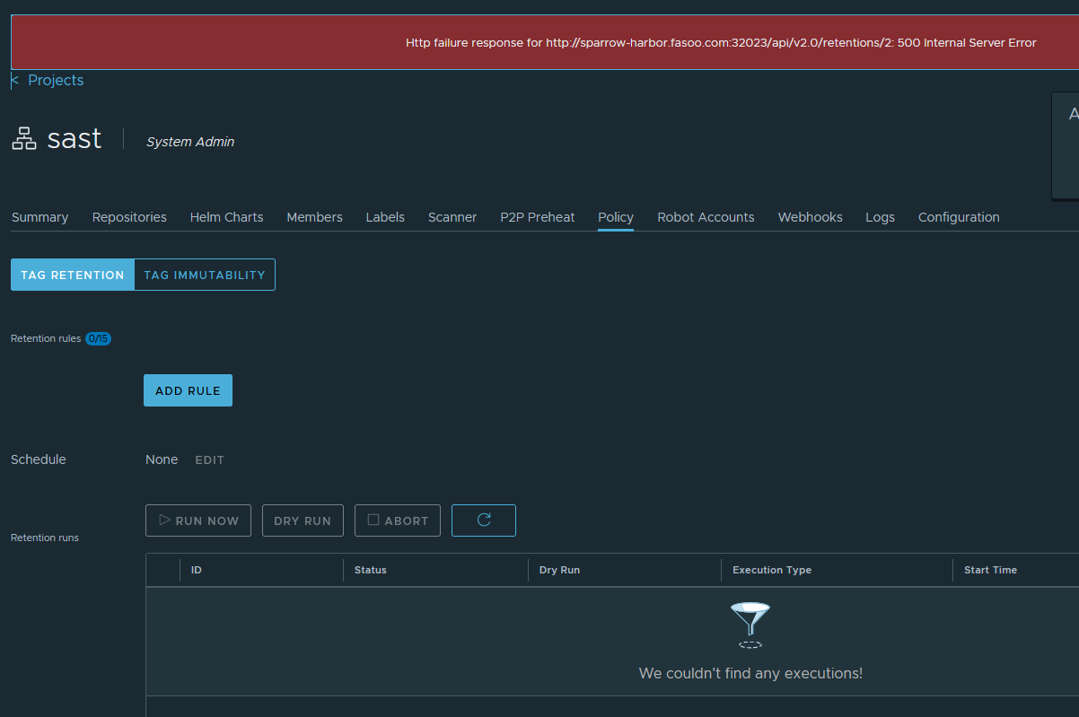 Retention policy page shows 500 internal server error · Issue #17144 ...