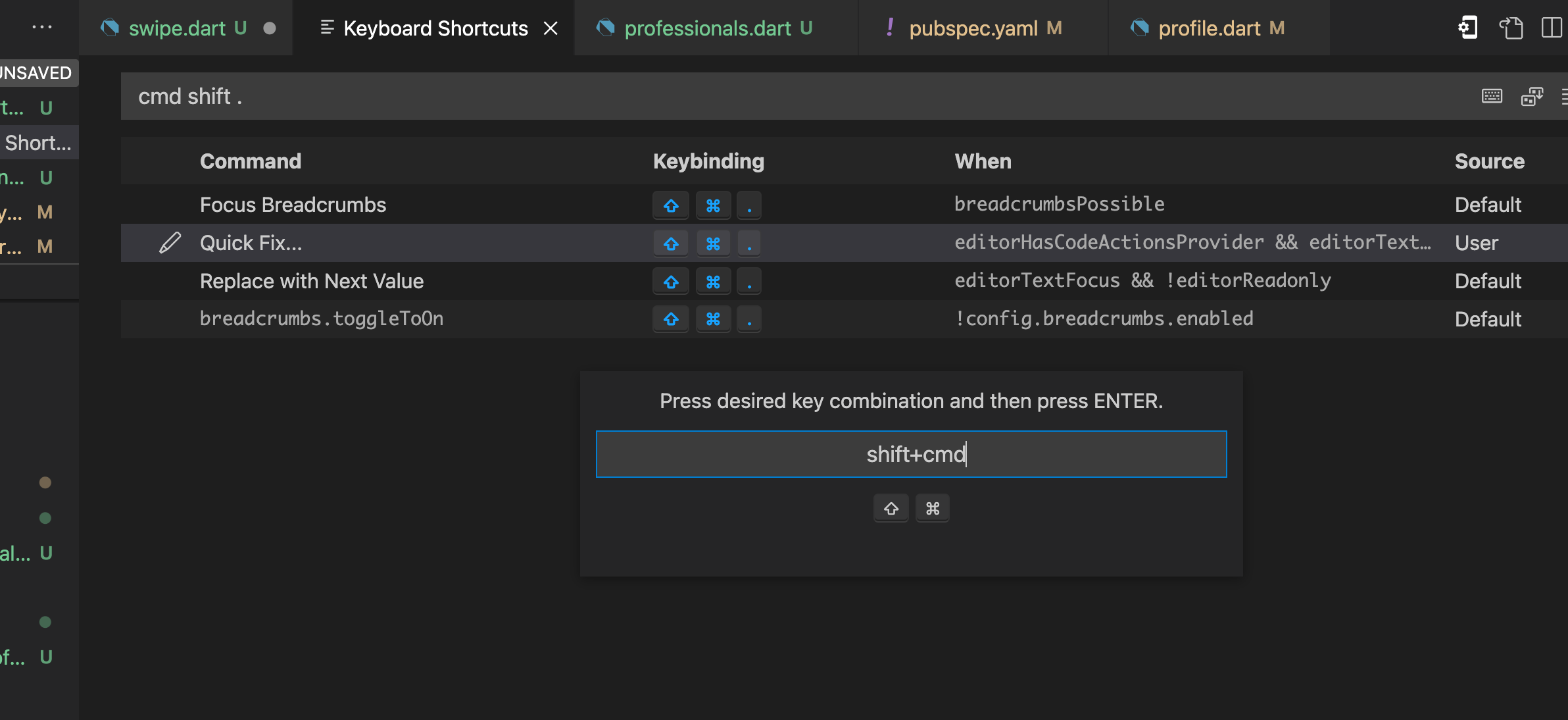 (cmd + . ) keyboard shortcut not being able to set in VSCode (in ...