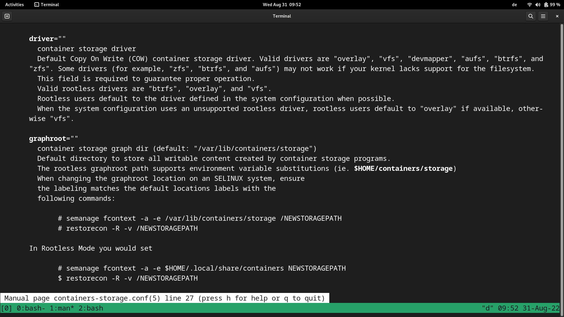 Suboptimal formatting of containersstorage.conf(5) · Issue 1317