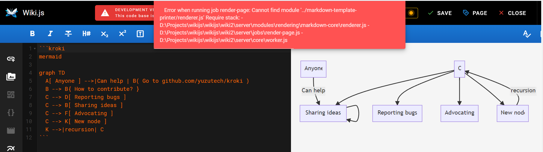 Error when running job render-page: Cannot find module · requarks wiki ...
