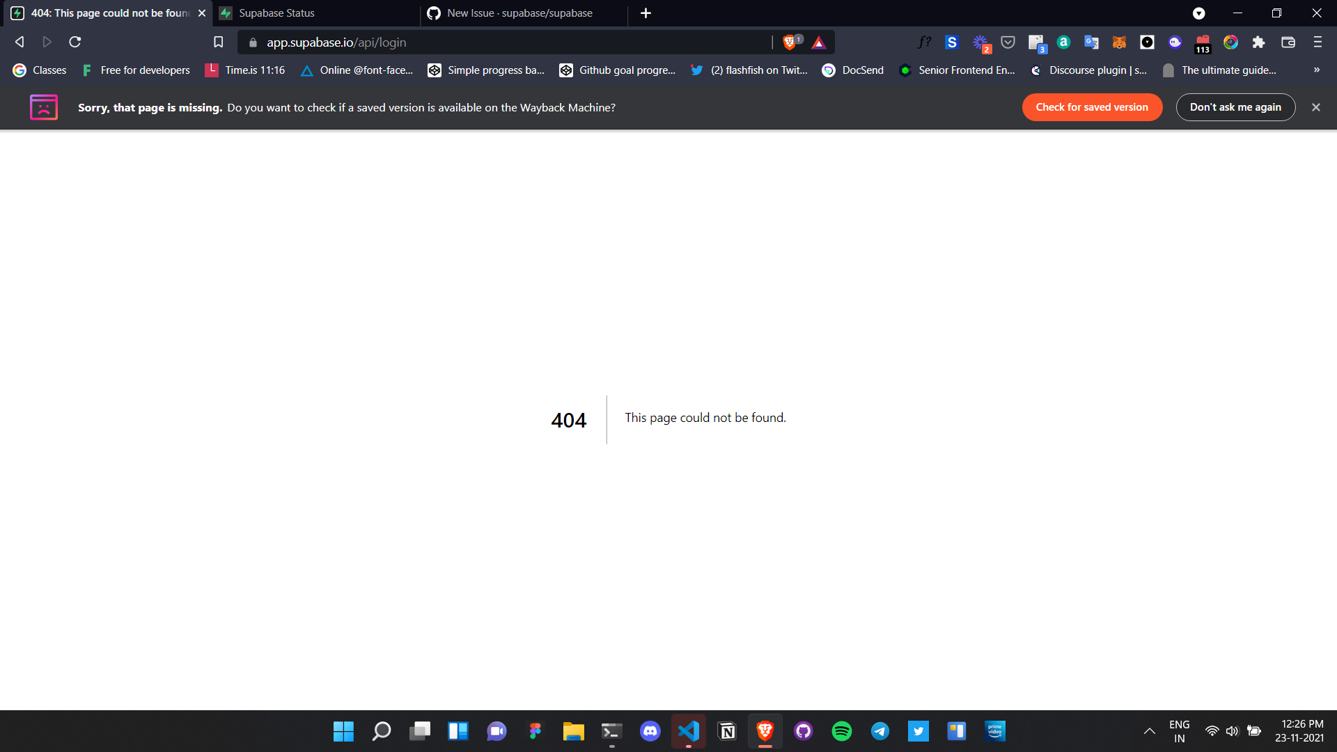 404 : This page could not be found on supabase dashboard · Issue #4009 ...