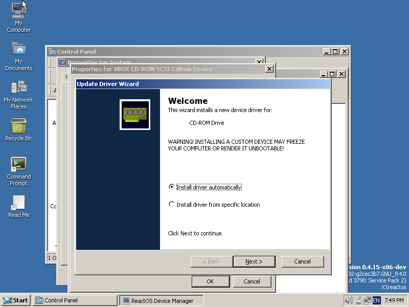 [NEWDEV] Fix Update Driver Wizard Dialog position by zecarlos1957 · Pull Request 4274 · reactos