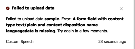 Getting Error while uploading text data for Custom Training · Issue ...