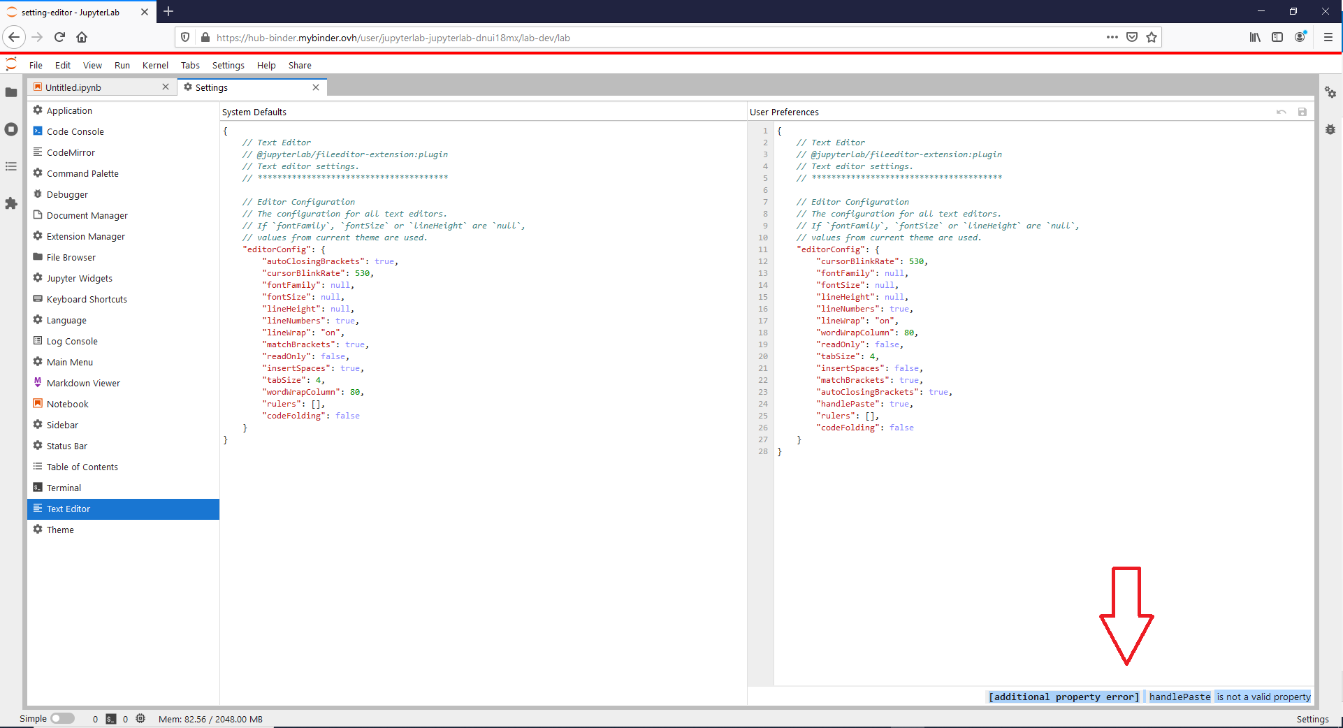 handlePaste is not a valid property in Advanced Settings Editor · Issue
