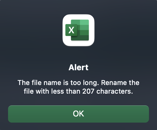 `MAXIMUM_FILENAME_LENGTH` limit is too large for Excel, prevents ...