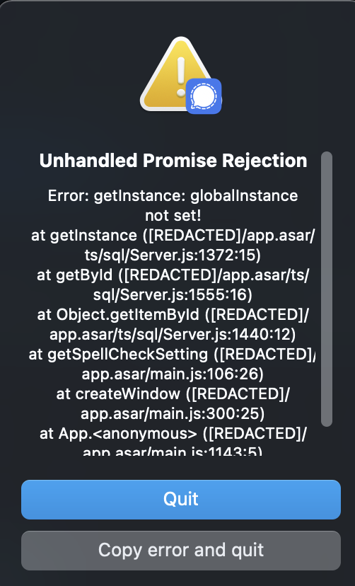 Error: getInstance: globalInstance not set! · Issue #4953 · signalapp ...