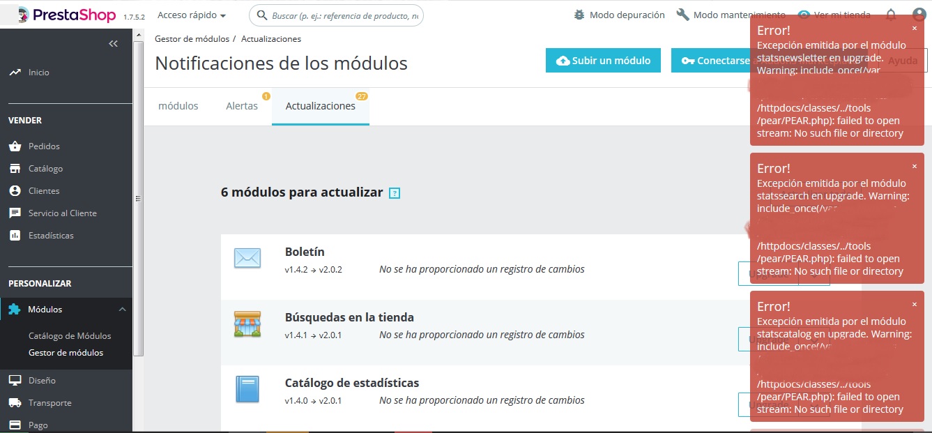 error addons