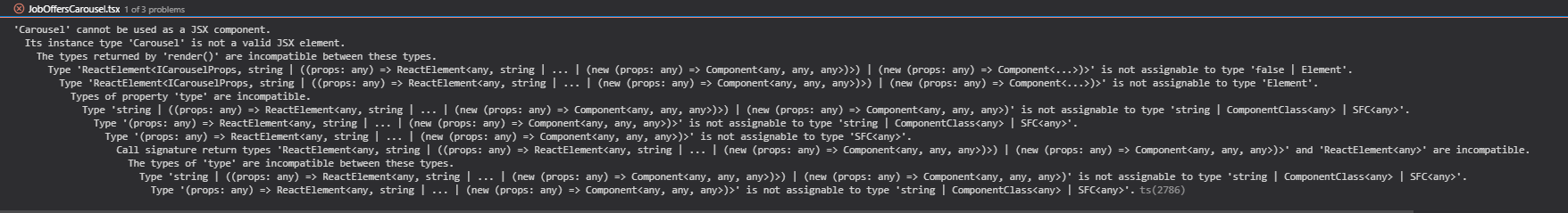 'Carousel' component cannot be used as a JSX component. SPFX 2019 on ...