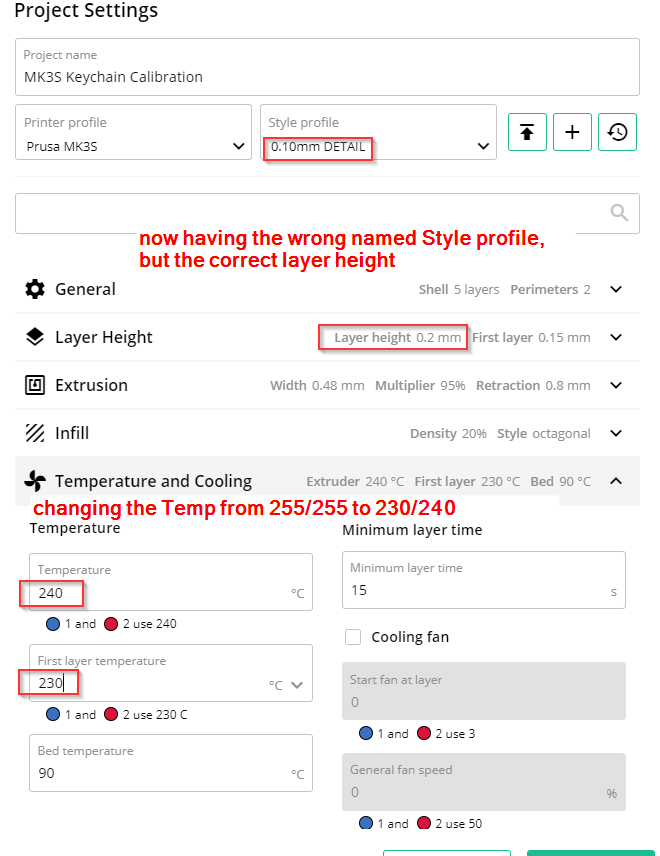 Changes to Project Settings not reflected in sliced GCode / Changing of ...