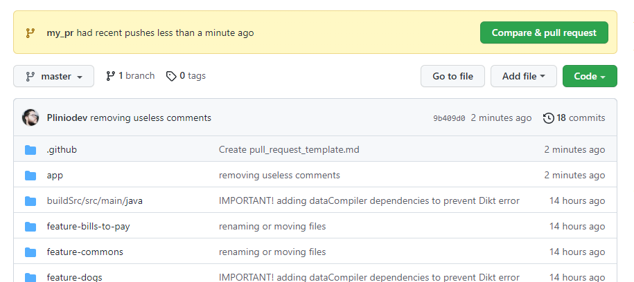 compare & pull request