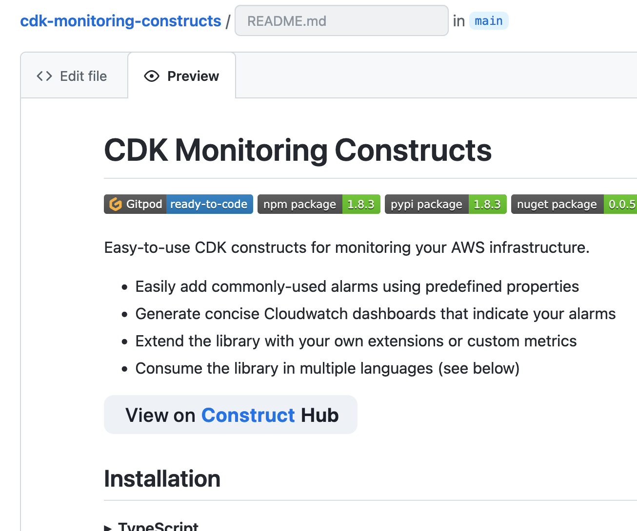Idea: Construct Hub GitHub Badge · Issue #232 · cdklabs/construct-hub ...