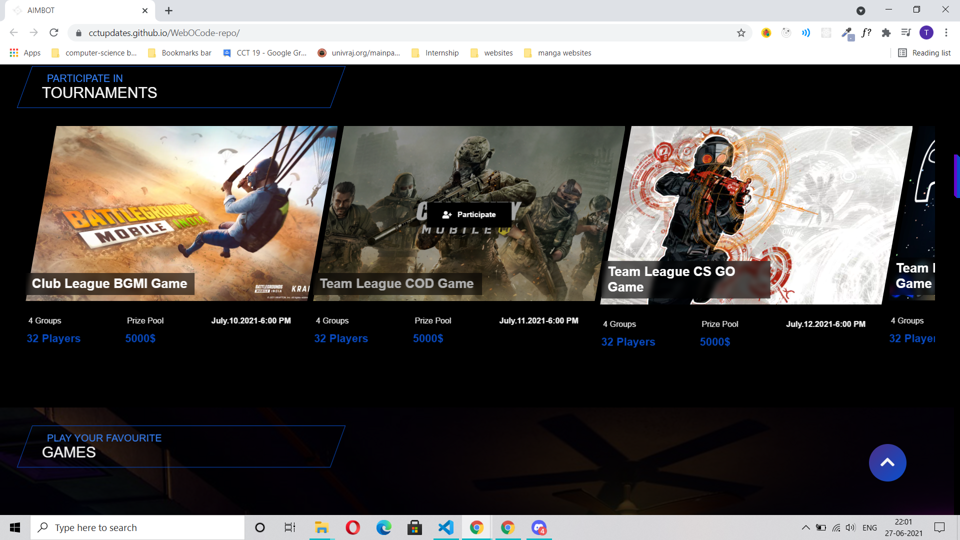GitHub - Kunalgoel9/EsportsWebsite