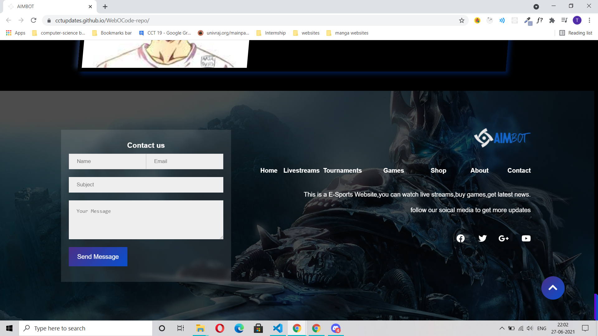 GitHub - Kunalgoel9/EsportsWebsite