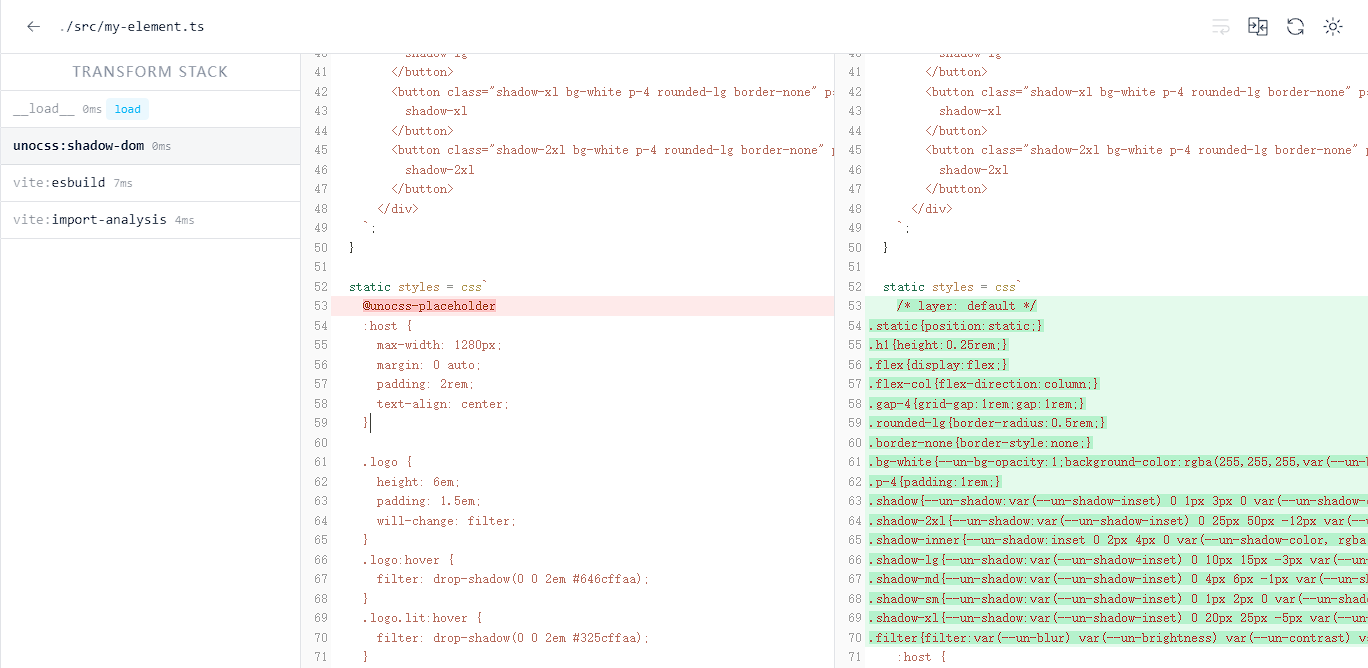 Shadow rules other than `shadow-inner` are doesn't work in shadow-dom ...
