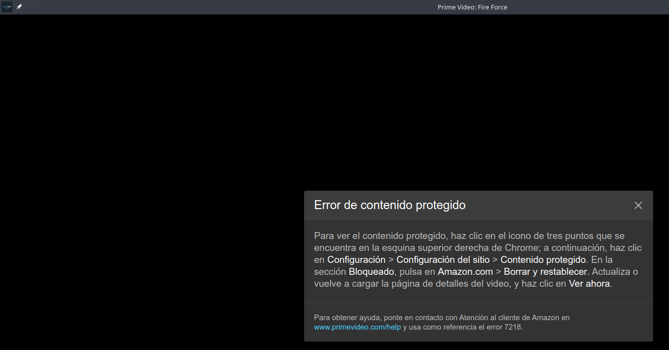 Pretected content error in Amazon prime video · Issue 1329