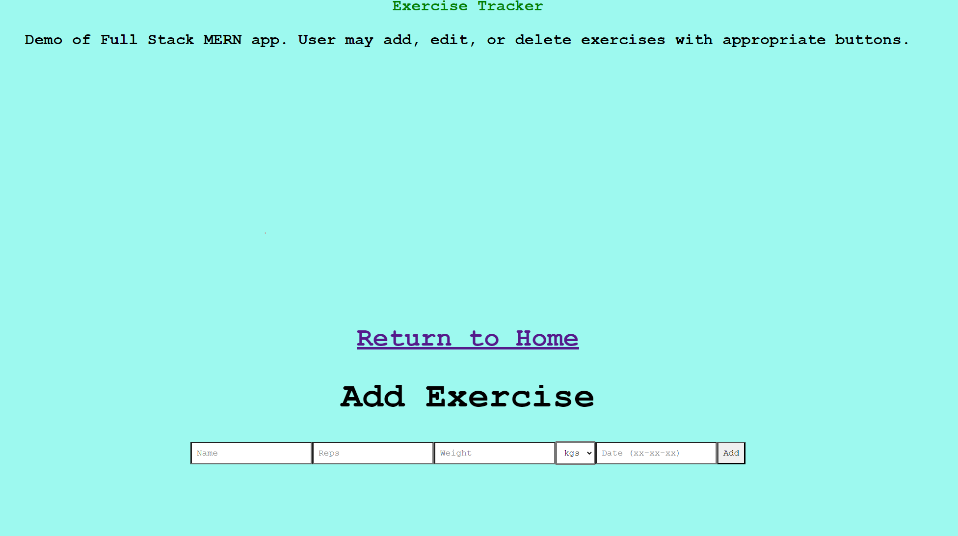 GitHub mvuo/ExerciseTracker Fullstack MERN SPA that tracks