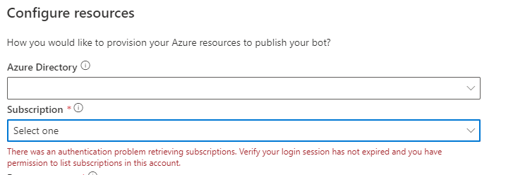 Can't retrieve azure subscriptions when the bot is a dotnet function ...