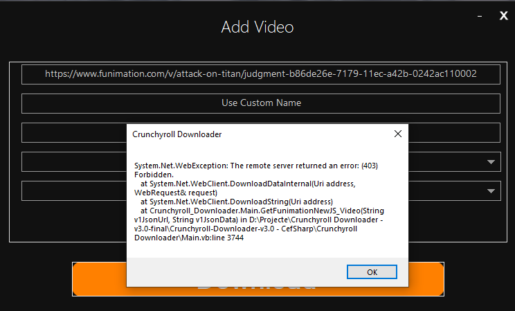 Funimation Error Funimation videos no longer downloading · Issue #438 · hama3254 ...