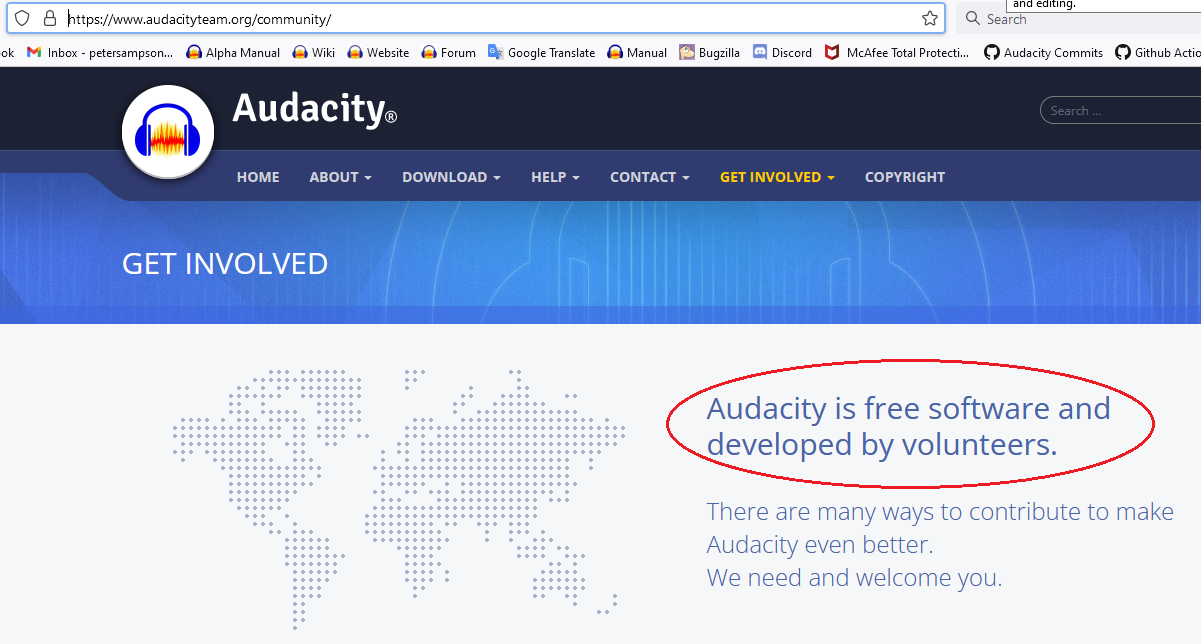 Website still states that Audacity is developed by "volunteers" · Issue ...