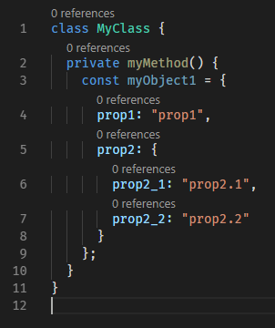 References codelens for every plain object property since TypeScript 3. ...
