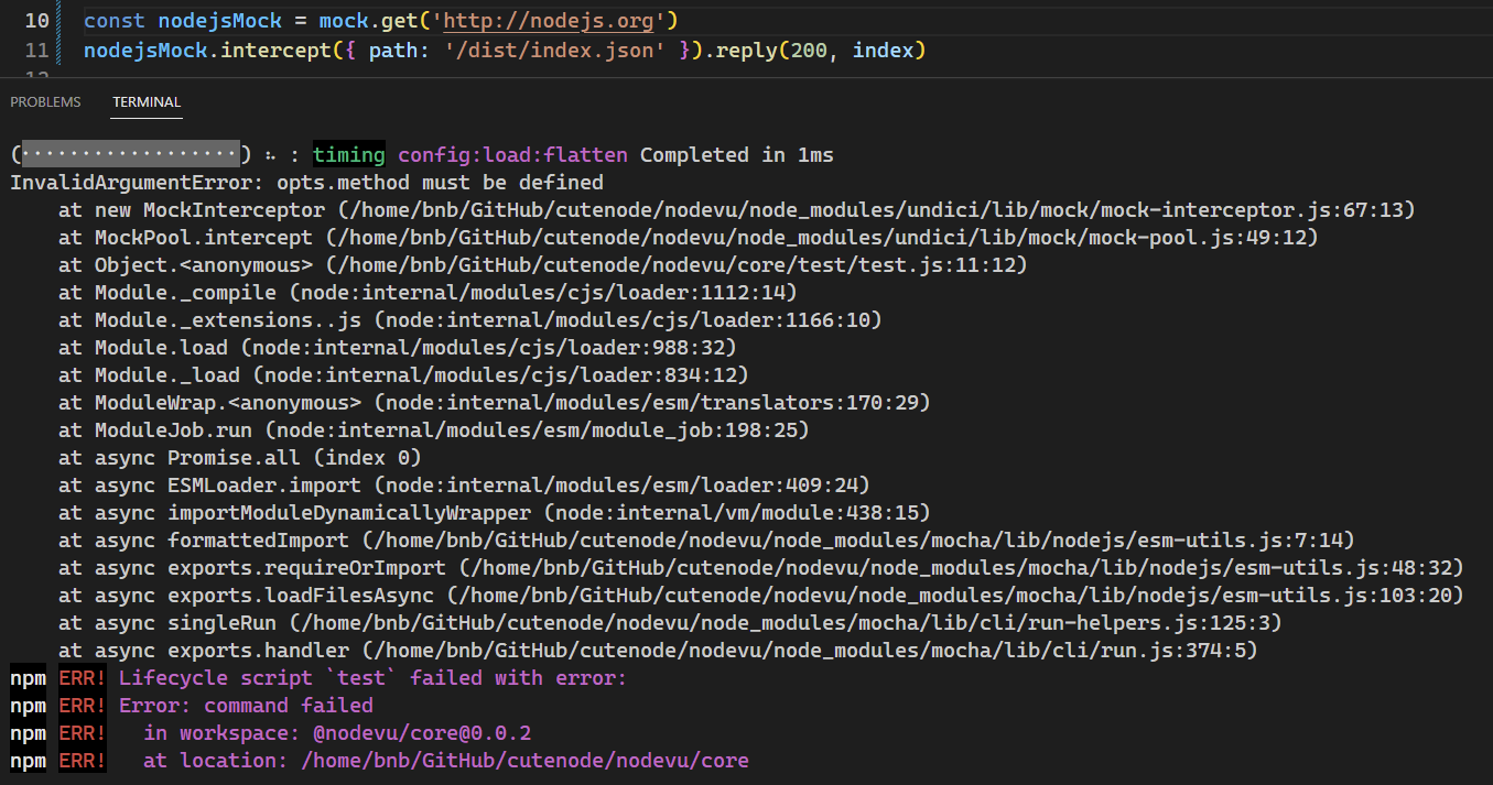 screenshot of my own code where an error occurred