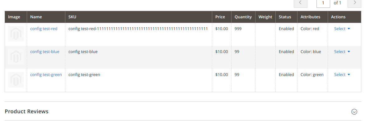 config test Products Inventory Catalog Magento Admin
