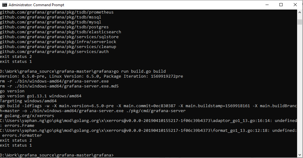 build issue using window 10. · Issue #19521 · grafana/grafana · GitHub