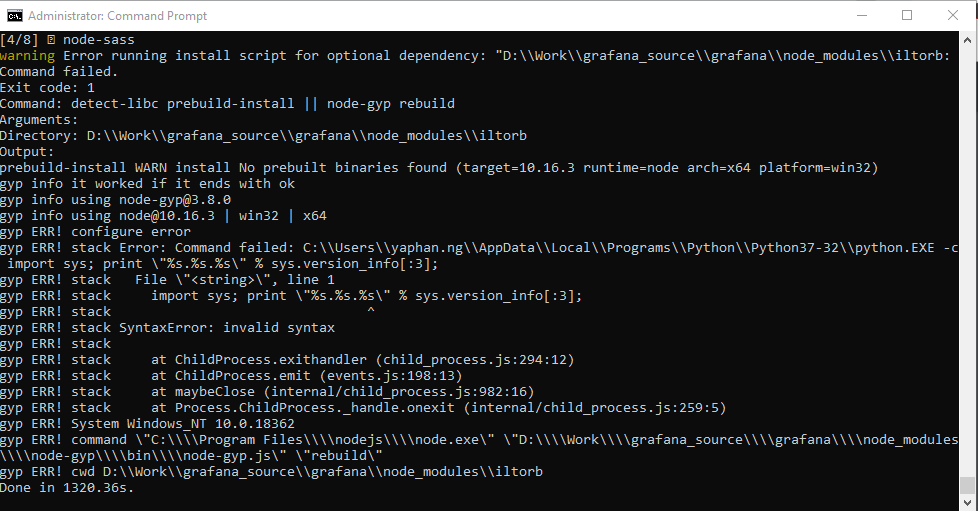build issue using window 10. · Issue #19521 · grafana/grafana · GitHub