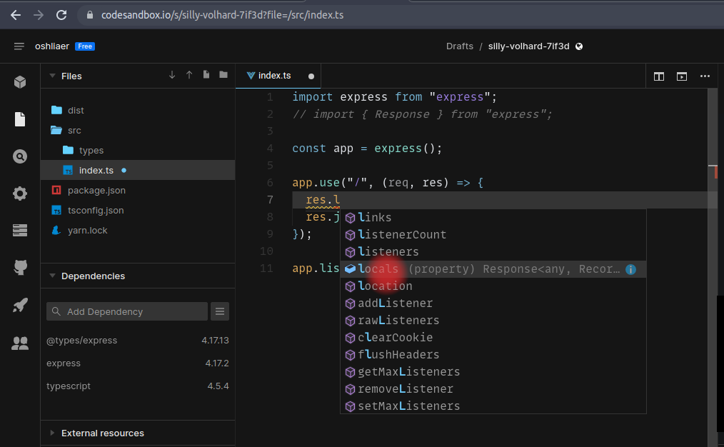 Error Interface 'Response ' incorrectly extends interface 'Response