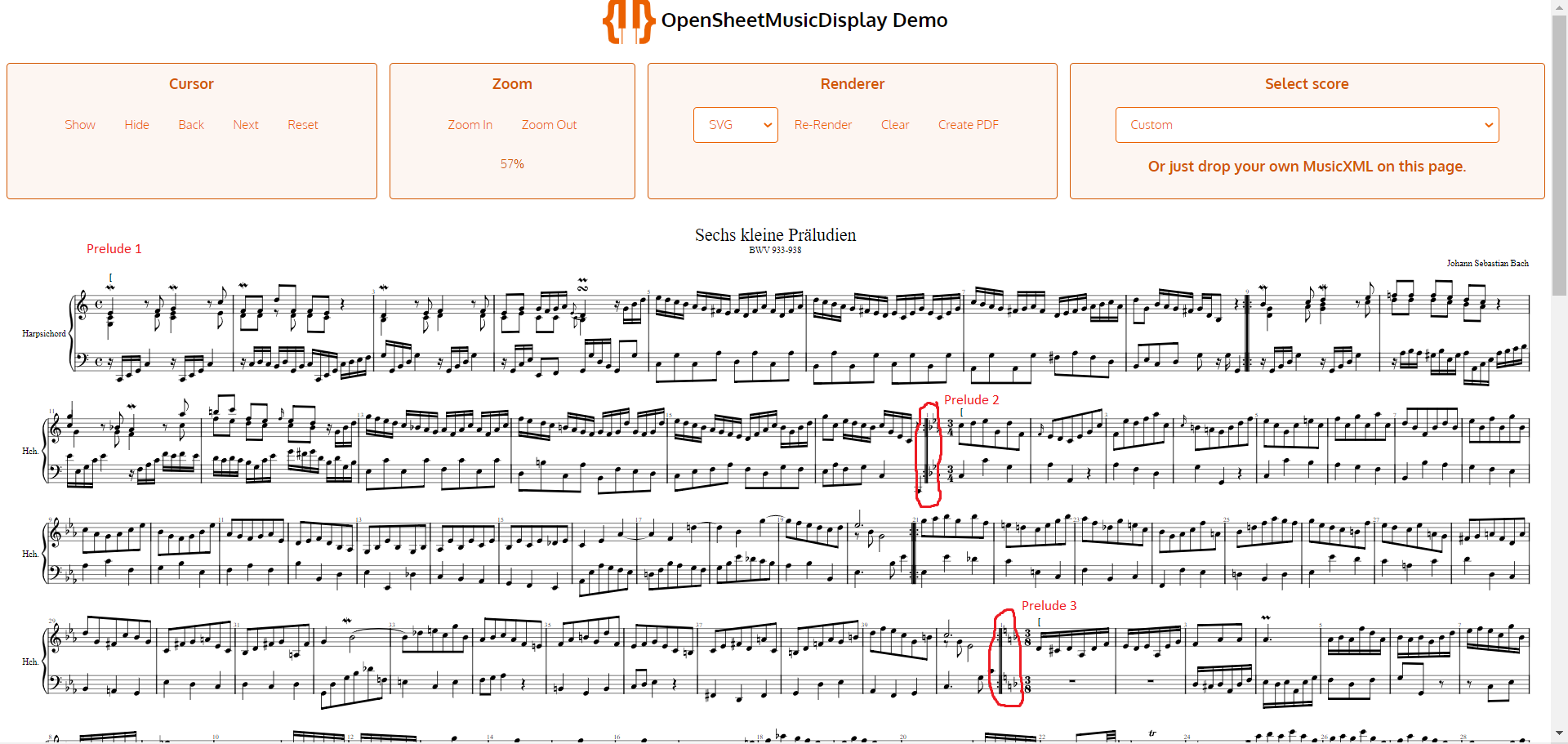 Display sheet music containing multiple preludes · Issue 1324